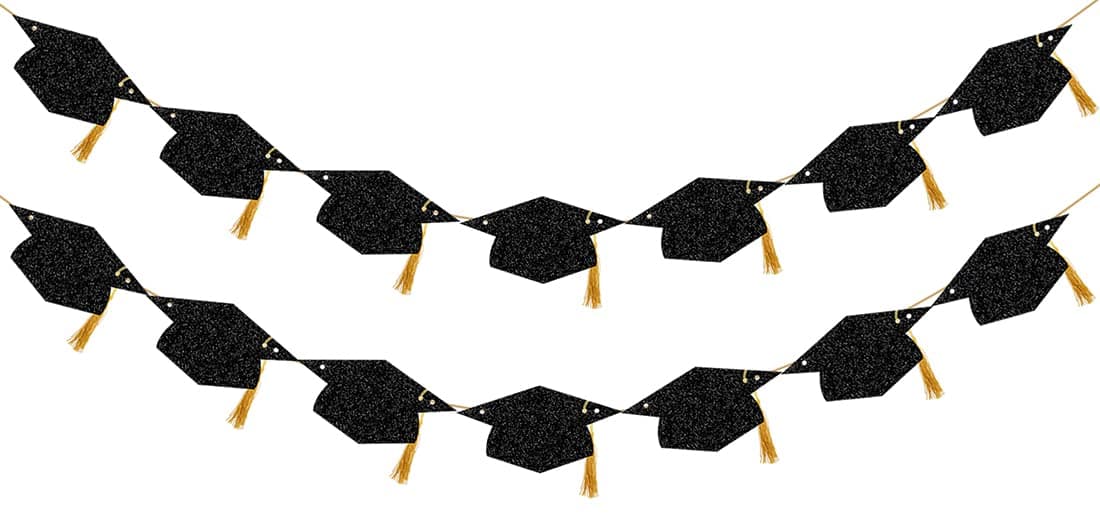 Graduation Decorations Class of 2026 Glitter PreStrung Congrats Grad with Tassel Party Congratulations Banner Decor College High School Graduation Party Favors Black