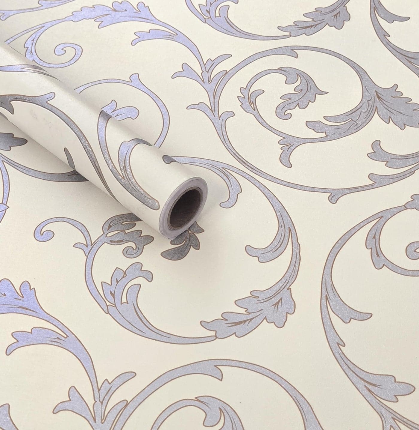 ROSASTELLA Self Adhesive Decorative Peel Stick Waterproof Damask Wallpaper Wall Decor Removable Wall Paper for Living Room Hall Decoration PVC Vinyl DIY Contact Paper 45x304cm