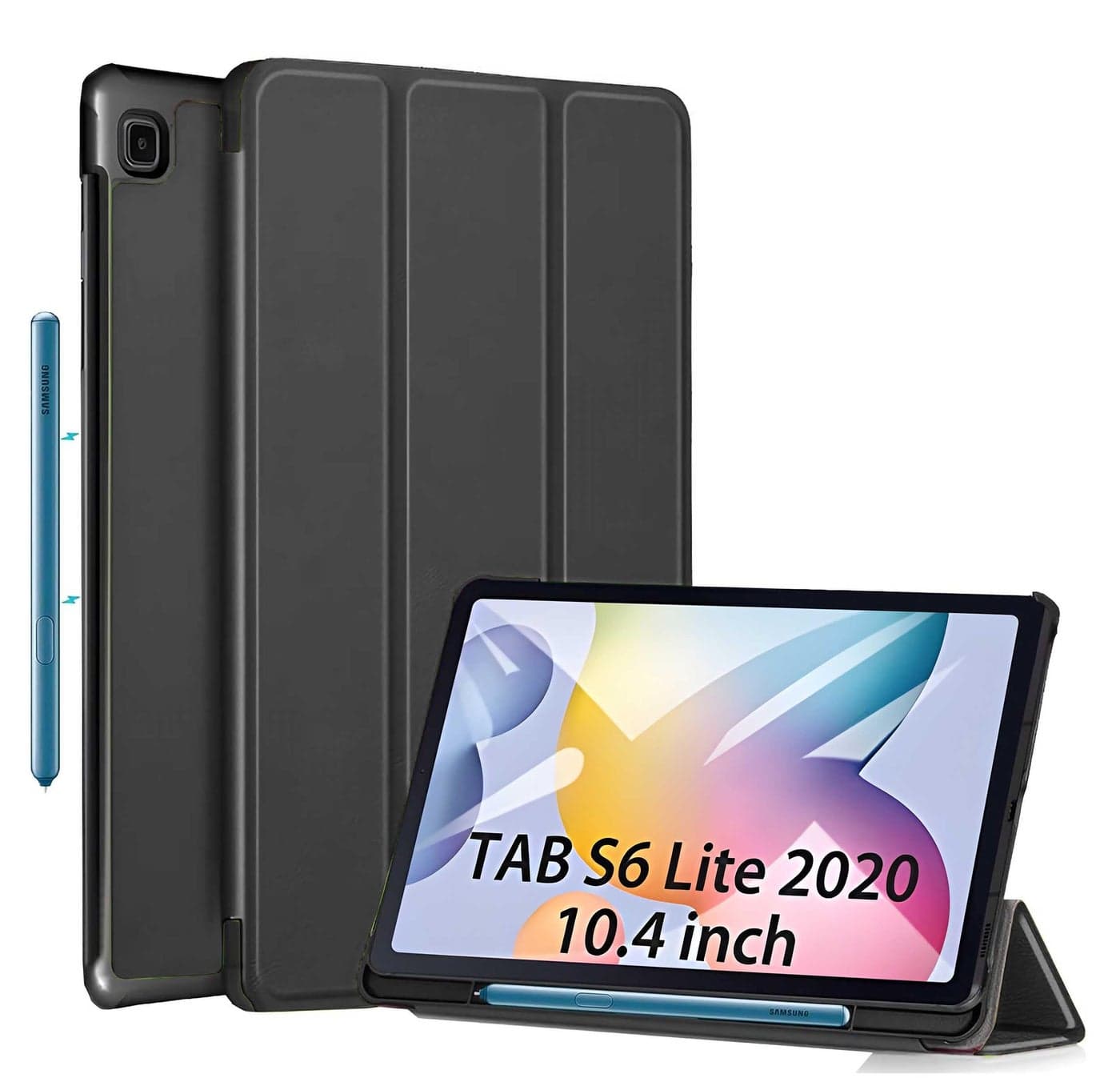 ProElite Smart Flip case Cover for Samsung Galaxy Tab S6 Lite 10.4 Inch 2024 SM-P610/P615 with S Pen Holder (Also Supports S Pen Magnetic Attachment), Black