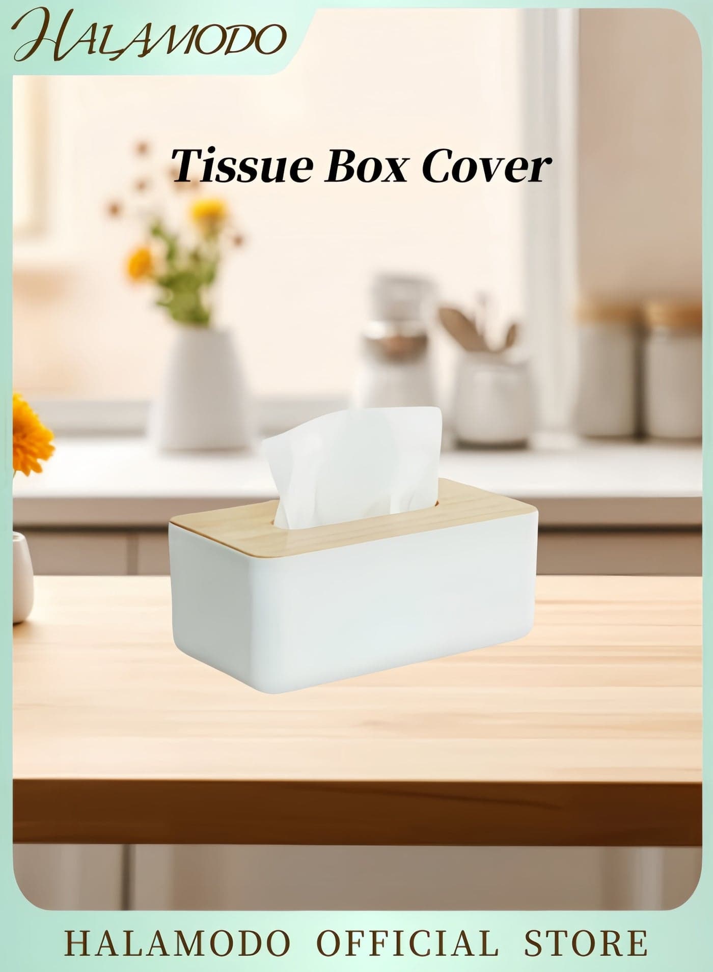 Tissue Box Cover for Disposable Paper Facial Tissues Rectangular Tissue Box Holder Organizer with Wood Lid for Storage on Bathroom Vanity & Bedroom Dresser & Night Stand & Desk
