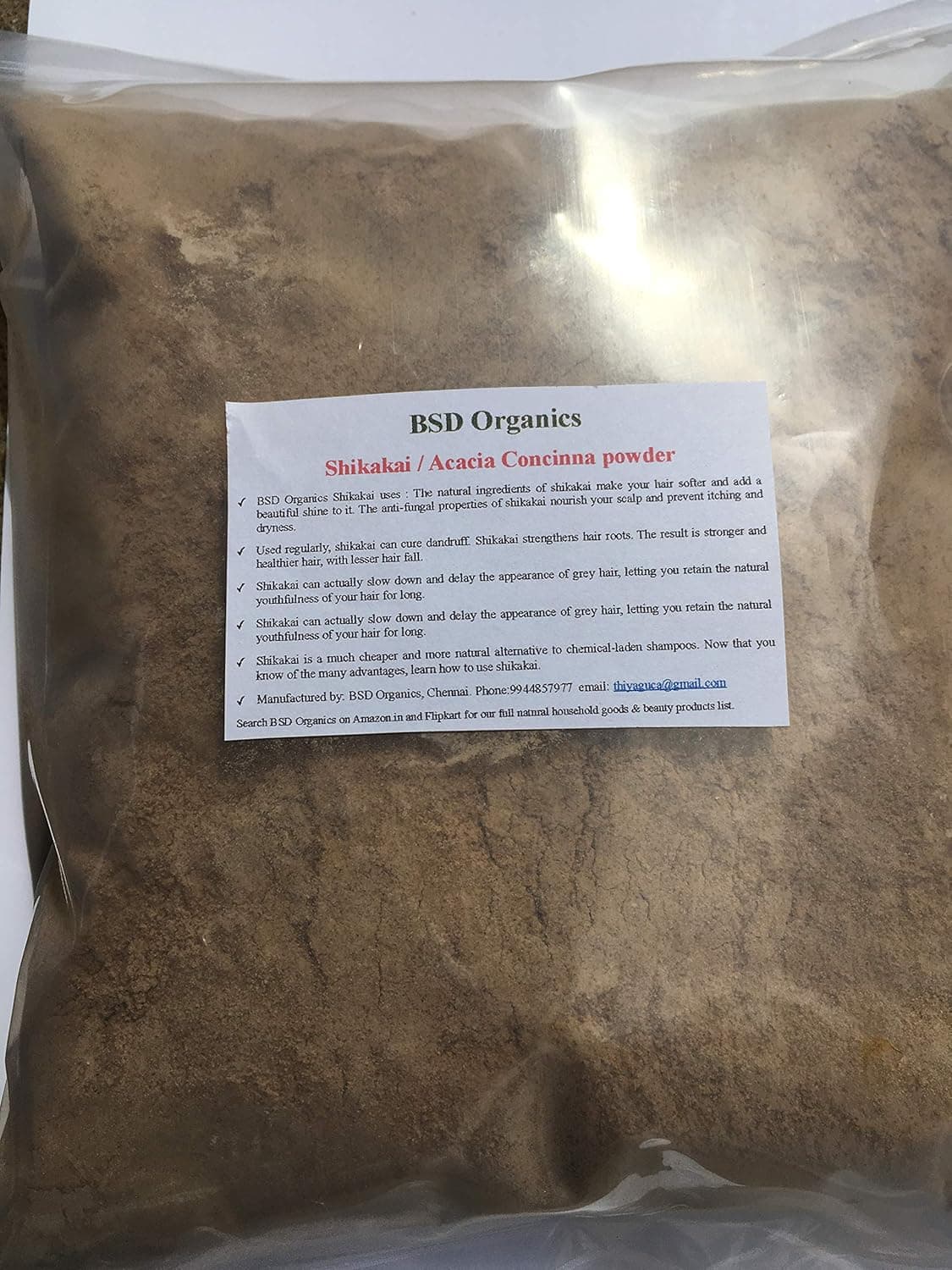 BSD Organics Shikakai Acacia Concinna powder 500 gm