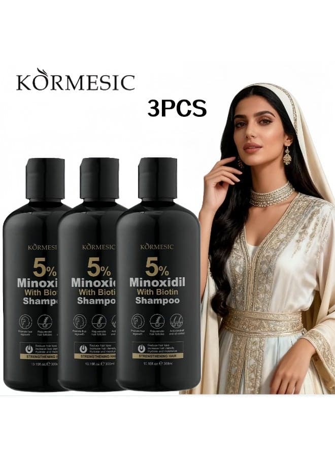 3-Pack 5% Minoxidil Anti-Hair Loss Shampoo 34% Less Breakage + 43% Hydration in 28 Days!