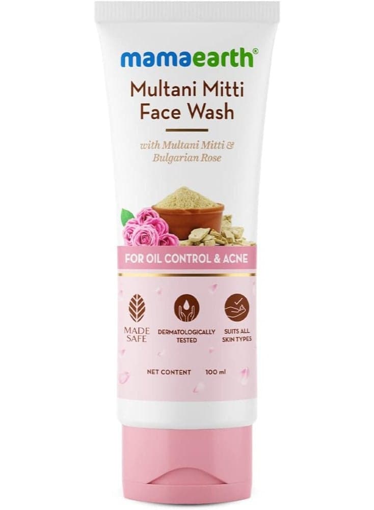 Mamaearth Multani Mitti Face Wash with Multani Mitti and Bulgarian Rose for Oil Control and Acne 100 ml