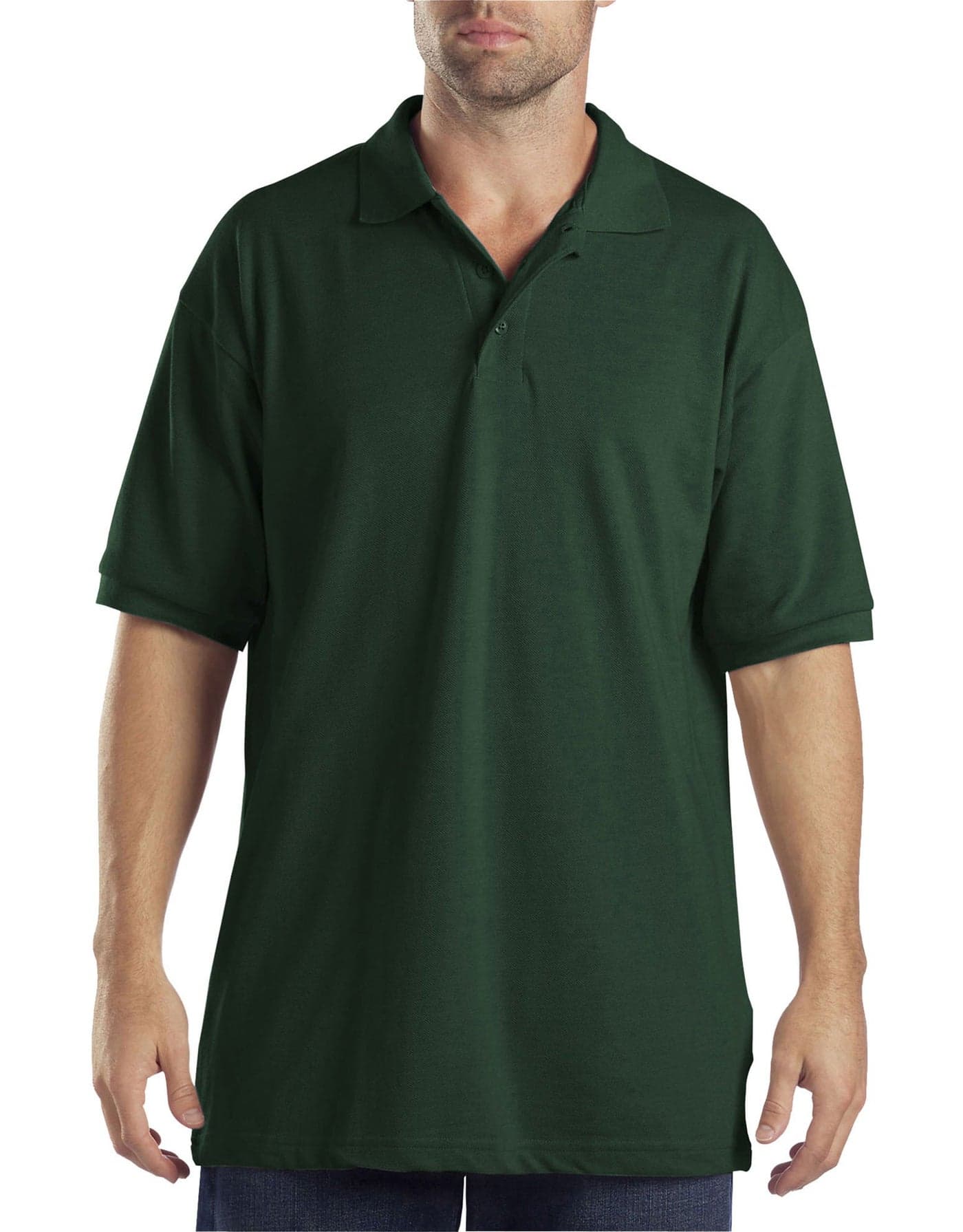 Dickies Men's Short Sleeve Pique Polo, Hunter Green, Medium
