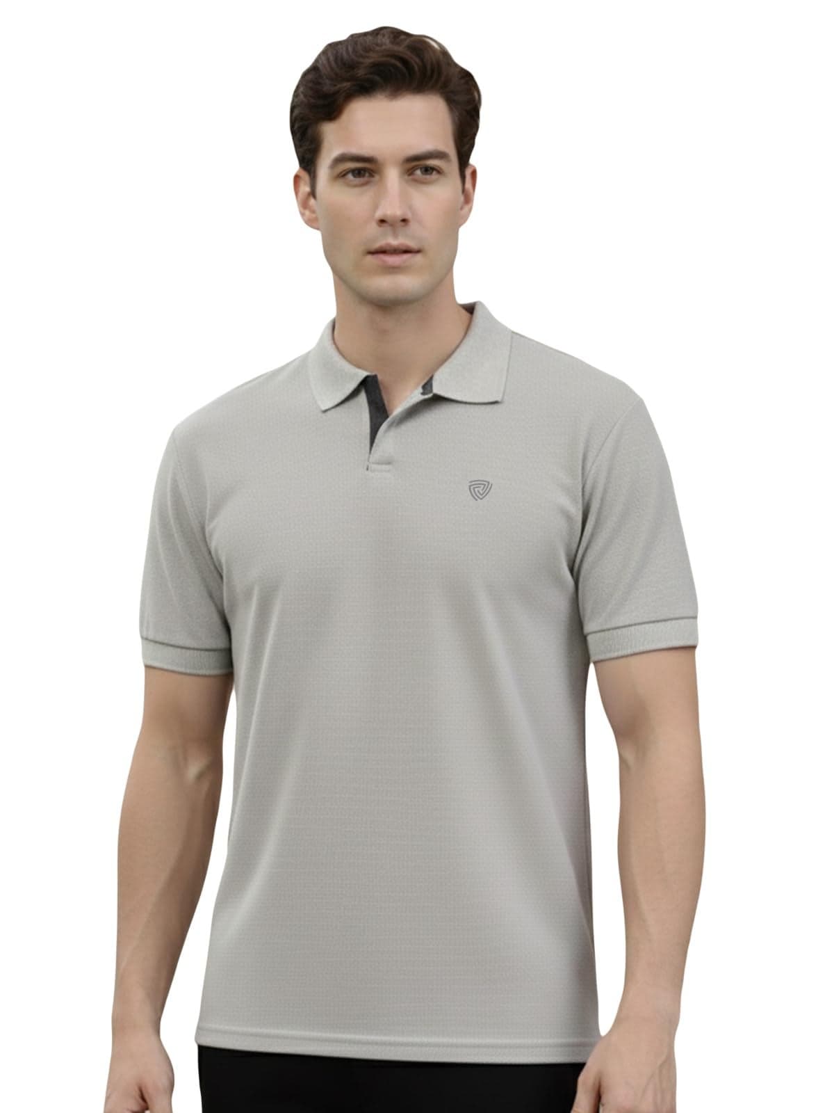 Lux Cozi Men's Pack of 1 Grey Melange Regular Fit Polo Neck Half Sleeve Solid Casual T-Shirt (Size : X-Large)_COZI_2121_GM_XL_1PC