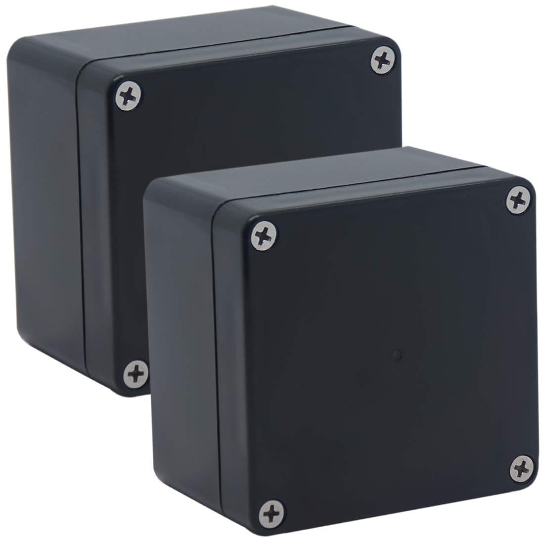 Raculety 2 Pack Project Box IP65 Waterproof Junction Box ABS Plastic Black Electrical Boxes DIY Electronic Project Case Power Enclosure 327x319x2283x81x56mm