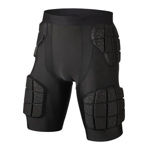 surlim 5Pad Football Compression GirdleShorts Football Padded Shorts Football Girdle Hip and Thigh Protector Black Large