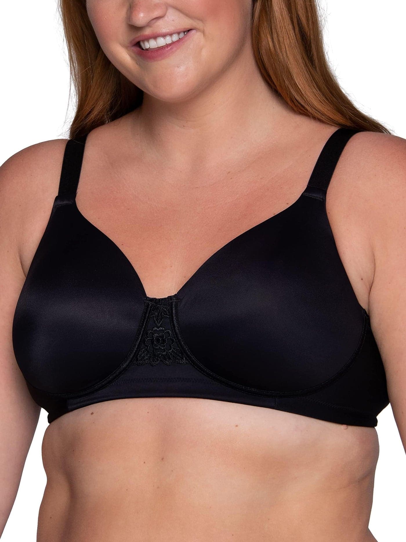 Vanity Fair Womens Full Figure Beauty Back Smoothing Bra, 4-way Stretch Fabric, Lightly Lined Cups Up To H Bra, Wirefree - Black, 42D US