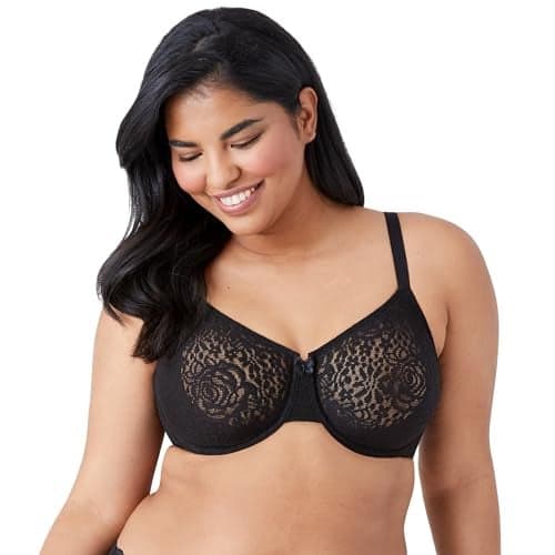 Wacoal Women's Halo Lace Unlined Convertible Underwire Bra, Black, 38DD