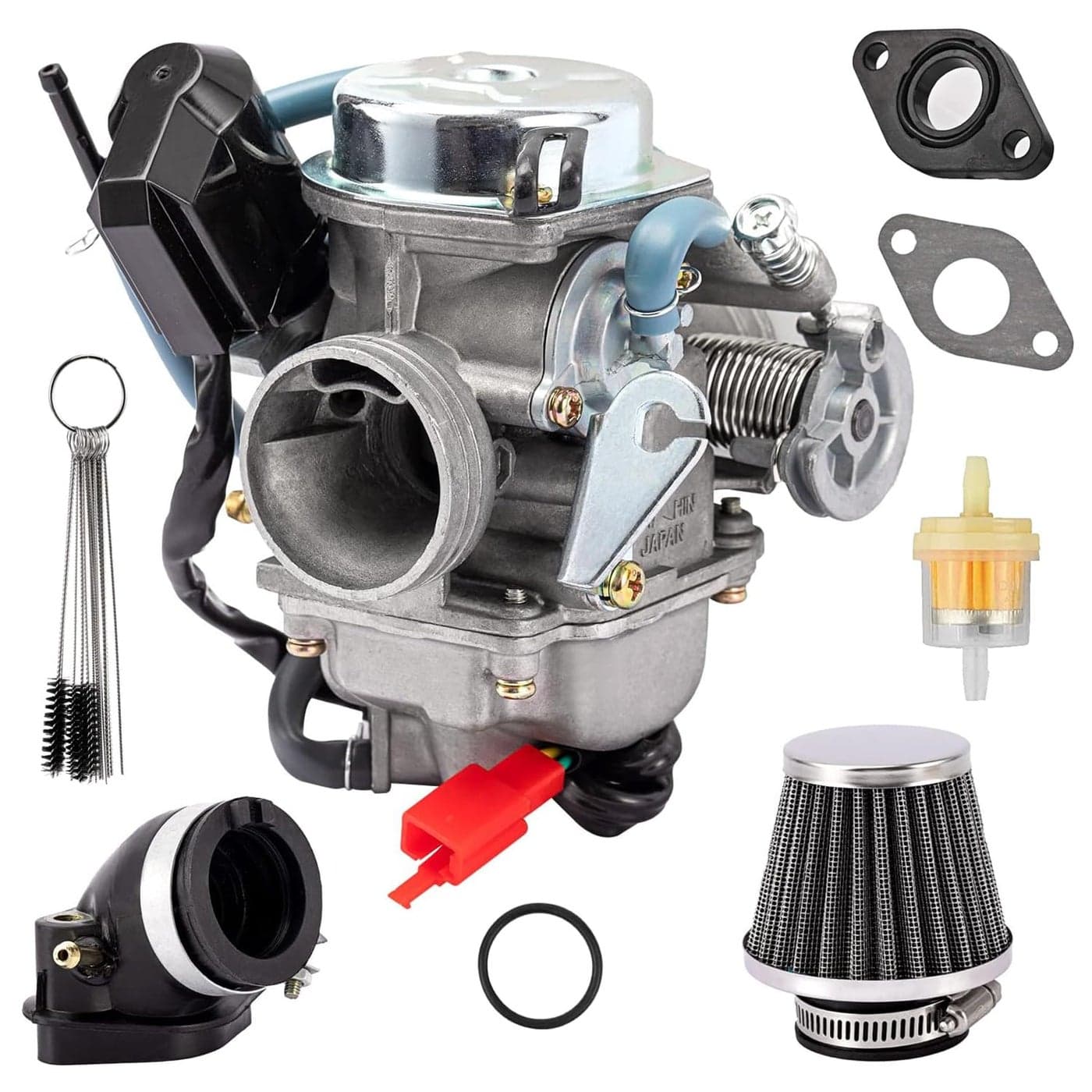 GY6 Carburetor 150cc for 4 Stroke 125cc 152QMJ 157QMJ Engines Electric Choke Motorcycle Scooter 24mm PD24J Carb with Intake Manifold