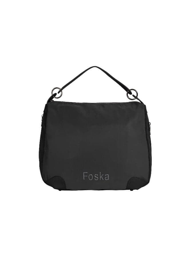 FOSKA Women's Tote Bag with Detachable Strap, Premium Design Synthetic Material Handbag with Polyester Lining, Spacious Carry Bag for Work, Travel & Daily Essentials, Black (308241)