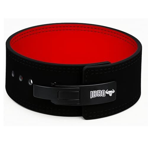 IBRO Powerlifting Lever Gym Belt – Power 10MM Extreme Heavy Duty Genuine Leather Belts - Squats Deadlifts Bodybuilding Weight Lifting IPF Power Lifting Strongman for Men BlackRed M