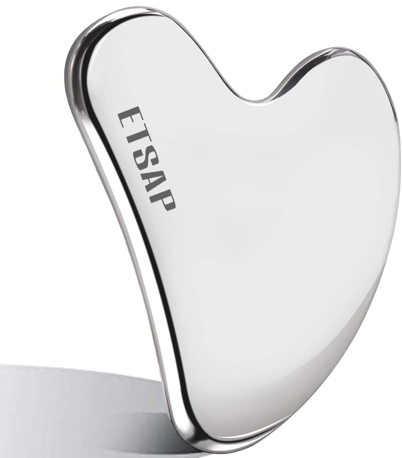 ETSAP Premium Stainless Steel Gua ShaMetal Gua Sha Facial Tool Firm Face Muscles Reduce Puffiness Facial Tension Helps Lymphatic Drainage GuaSha Beauty Tool for Body Neck Eyes Heart Shape SS GUA SHA 85 GRM
