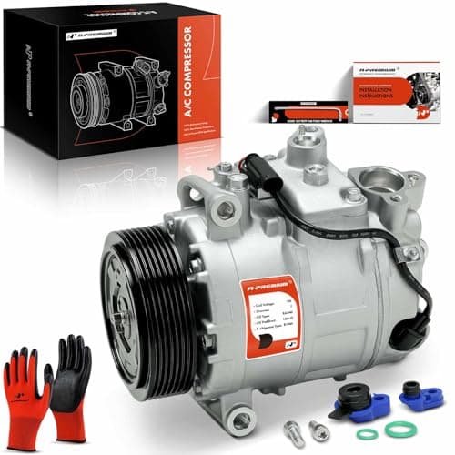 A-Premium A/C Compressor with Clutch for BMW 535i 3.0L 2008-2010, 535i xDrive 2009-2010, 535xi 2008-2008; 7SEU17C, 7 Grooves, Oil Prefilled, Black, Silent Operation