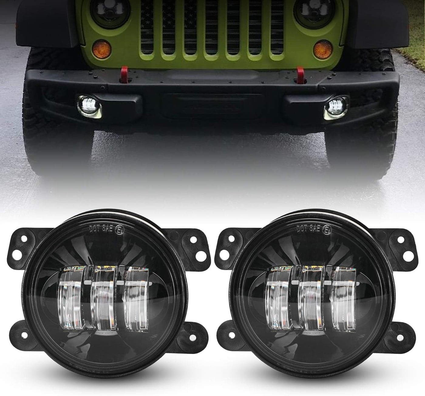 LX-LIGHT 4 Inch 60W LED Fog Light for Jeep Wrangler and Dodge Journey - Pair
