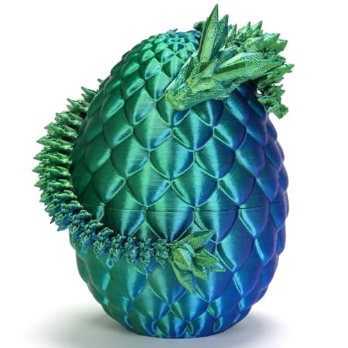 HEZUJ 3D Printed Dragon Eggs with Dragon Inside Articulated Crystal Dragon Toys for Kids Easter Stuffers Party Favors for Boys Teen Girls Classroom Prize Supplies Valentines Day Gifts Green
