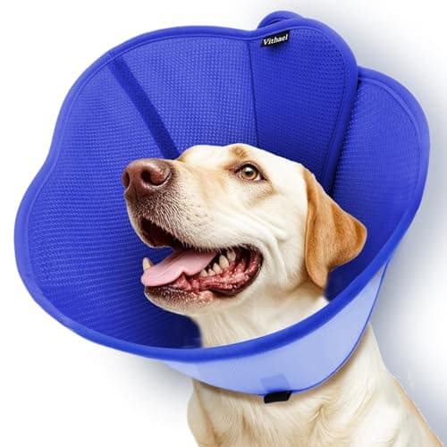 Vithael Upgraded Dog Cone Collar for Large Medium Dogs Soft Dog Cone with DoubleLayer Design Adjustable Pet Recovery Collar for Dogs After Surgery Elizabethan Collar M Blue