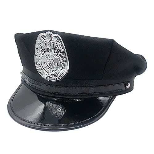 GUDVES Police Adults Hat Cop Cosplay Captain Officer Hat Accessories Stage Performance Military Caps Police Halloween Party (A)