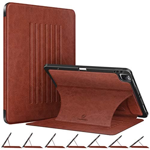 CaseBot Magnetic Case for iPad Pro 12.9-inch 6th Generation 2022, Multiple Angle Shockproof Rugged Stand Case, Soft TPU Back Cover w/Pencil Holder, Also Fit iPad Pro 12.9" 5th/4th/3rd Gen, Brown