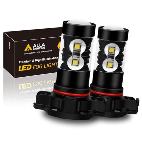 Alla Lighting 2400 Lumens PSX24W 2504 LED Fog Lights Bulbs 12276, 6000K Xenon White Super Bright Fog Lamps Replacement for Cars, Trucks