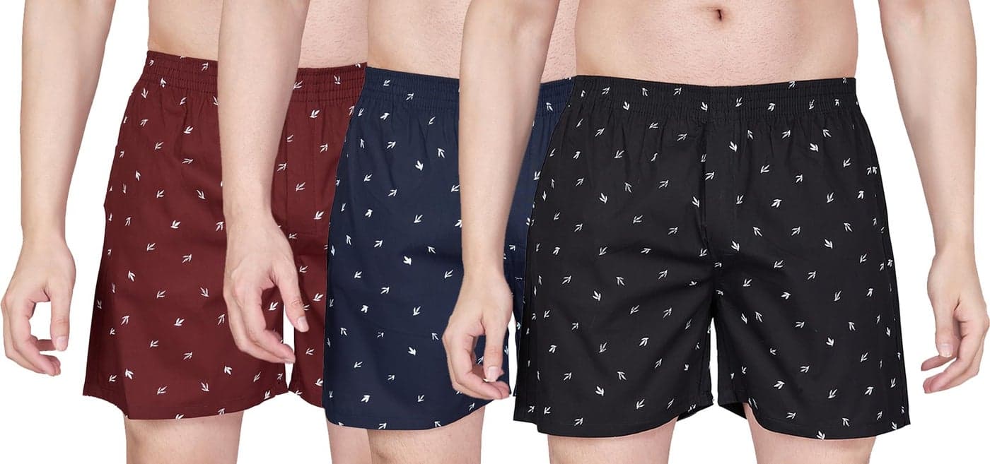 Nermosa Pure Cotton Comfortable & Breathable Printed Regular Shorts/Boxer for Men, Pack of 3 (in, Alpha, 2XL, Plus, Multicolor3)