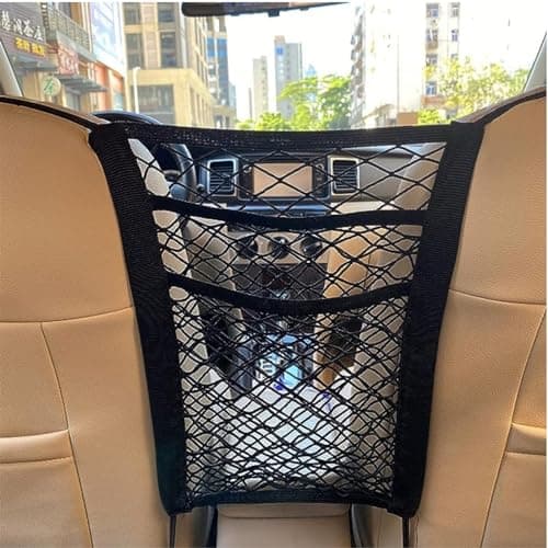TASMAX car mesh Organizer car mid net Between car Front Seats car Storage Accessories Interior car seat net Holder Barrier of Backseat Pet Kids,Cargo Tissue Purse Holder,Driver Storage Netting Pouch