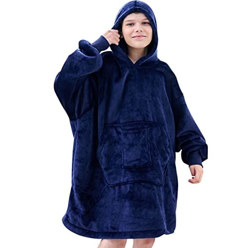 REDESS Blanket Hoodie Sweatshirt, Wearable Blanket Oversized Sherpa with Sleeves Giant Pocket, Cozy Hoodie for Children Kids