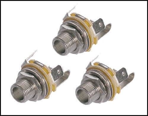 3-pack Neutrik Long-shaft 1/4-inch (0.25 in / 6.35mm) Mono Guitar/Phone/Audio Jacks