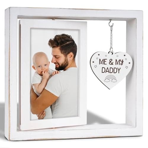 Nuowagify Dad Gifts,New Dad Gifts,Birthday Gift for Daddy,Me and My Daddy Picture Frame,Room Decor Vintage Style,Baby Gender Neutral Rotating Photo Frame 4x6