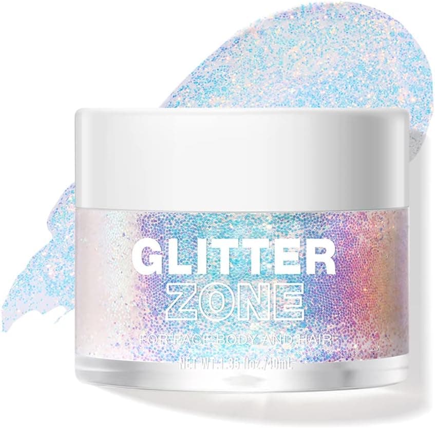 LANGMANNI Holographic Body Glitter Gel for Body, Face, Hair and Lip.Color Changing Glitter Gel Under Light. Vegan & Cruelty Free-1.35 oz (1# Golden Ocean)