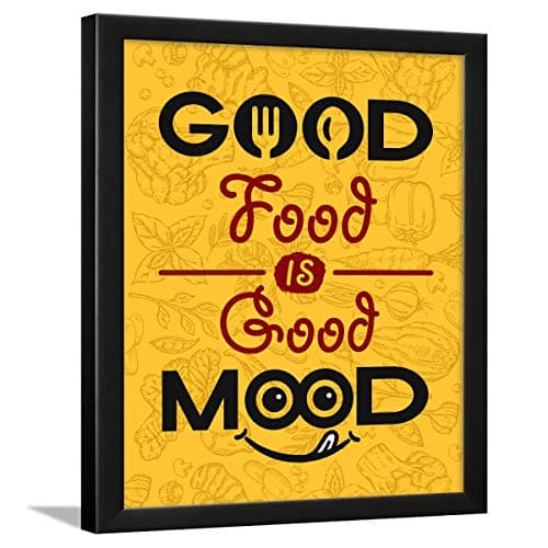 Chaka Chaundh - Kitchen Quotes Framed Posters - Good Food is Good Mood (Yellow) - Wall Art for Kitchen Decor