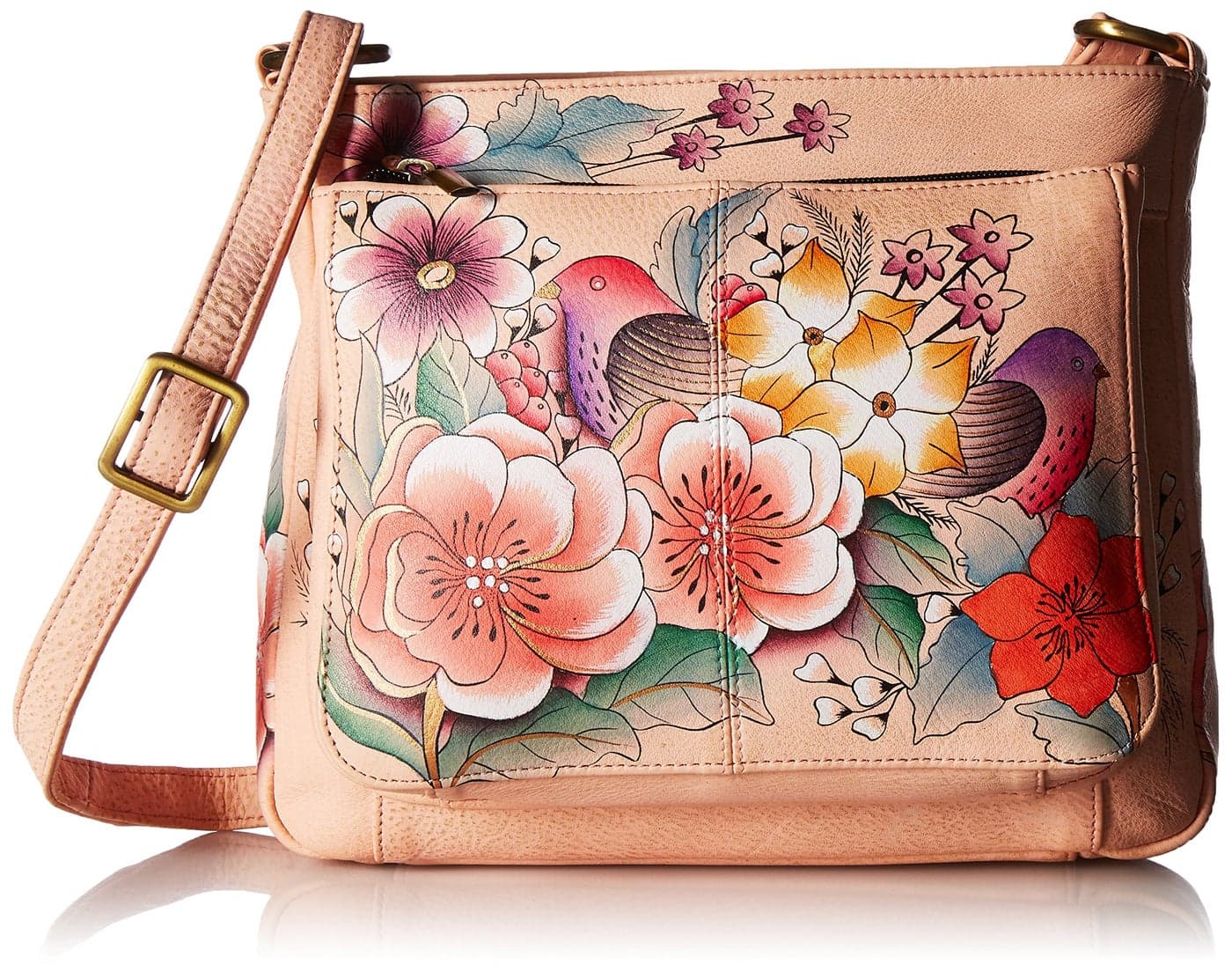 Anna by Anuschka Women's Zip-top Multi-Compartment Organizer Medium Crossbody, Vintage Garden