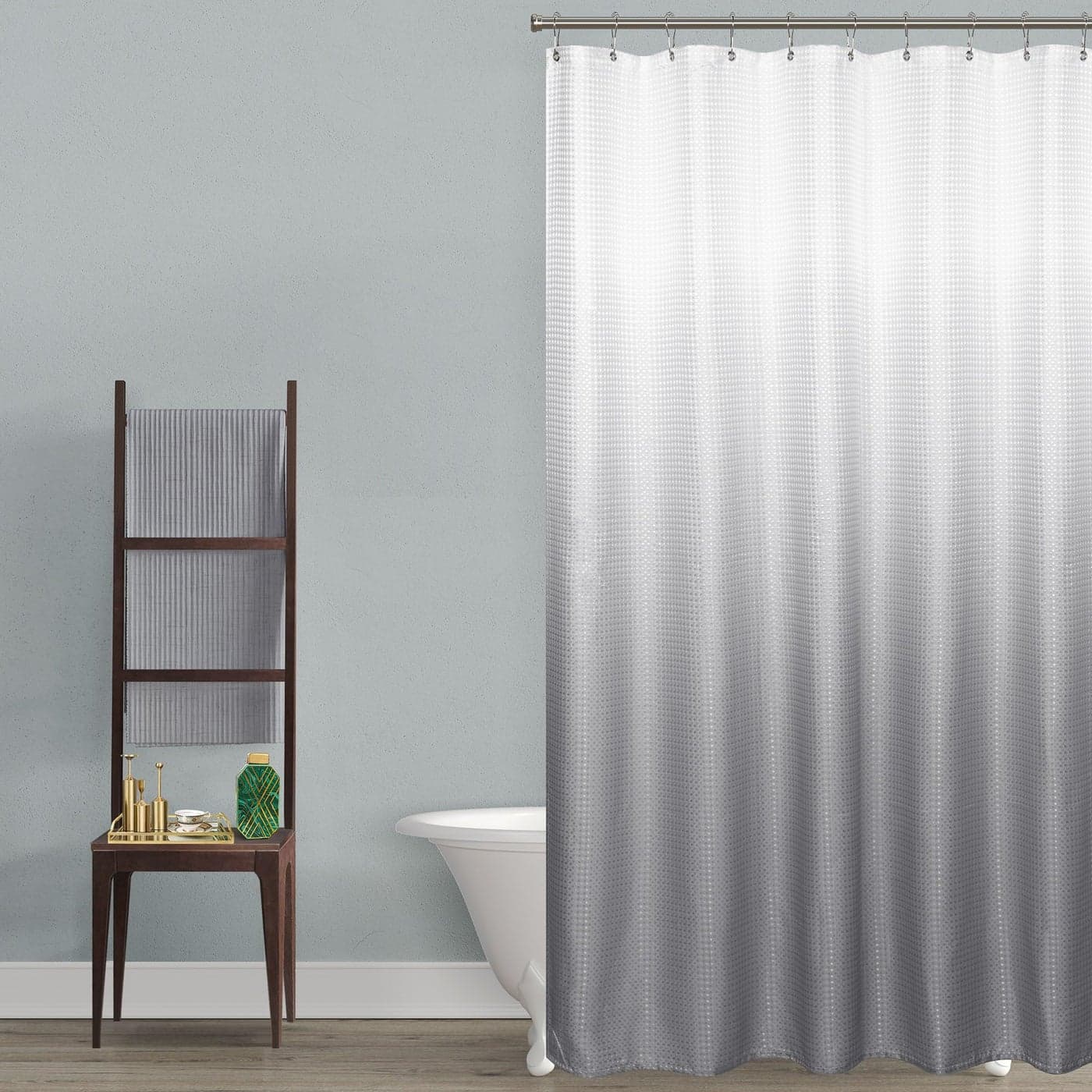 MrsNaturall Grey and White Shower CurtainOmbre Washable Cloth Fabric Silver Light Gray Shower Curtains for Bathroom72 Inch