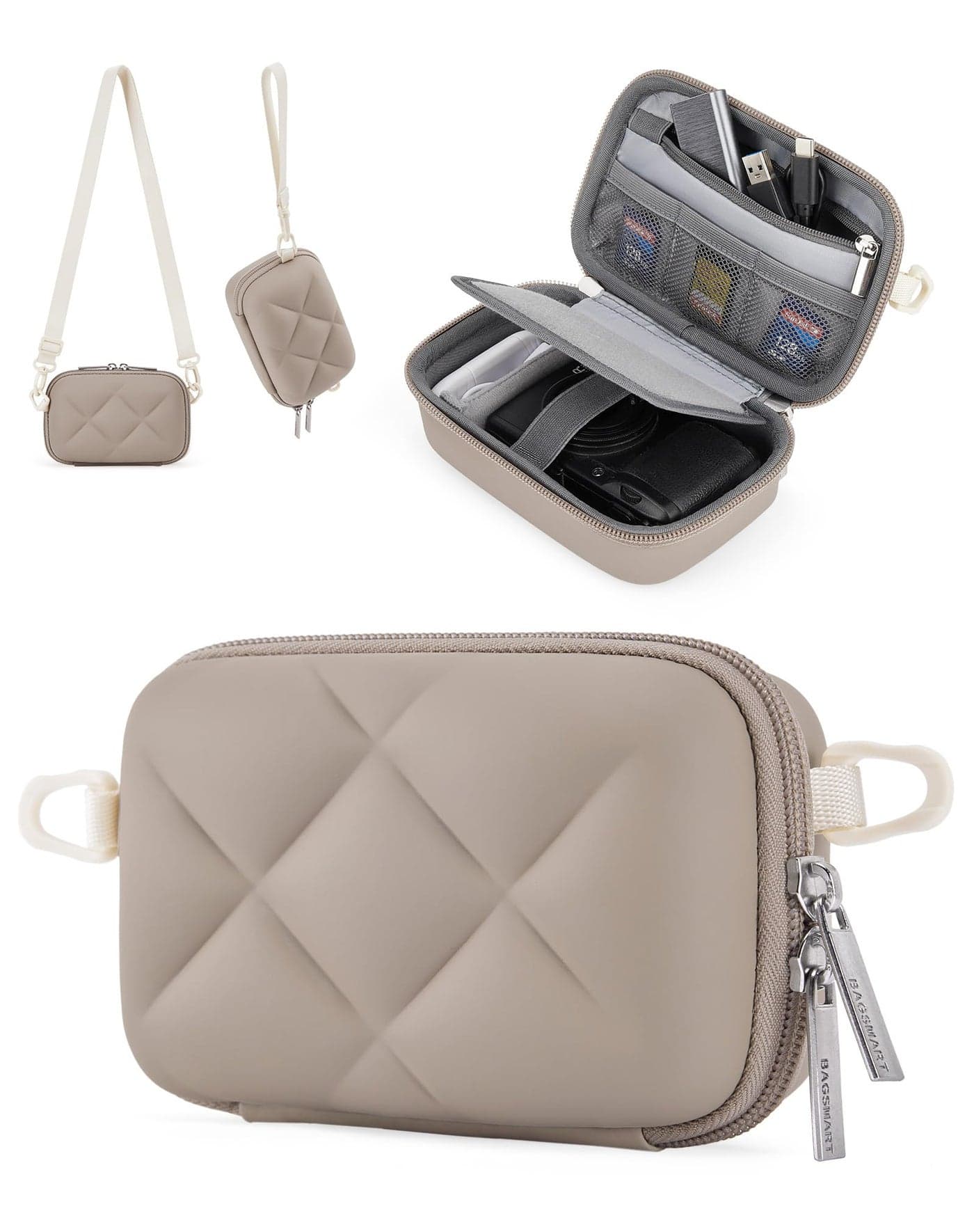 BAGSMART Digital Camera Case, Protective & Lightweight Camera Case with 2 Carrying Ways, Waterproof & Shockproof Small Camera Bag for Canon PowerShot G7X Mark II/III/Sony DSCW800/DSCW830 - Camel