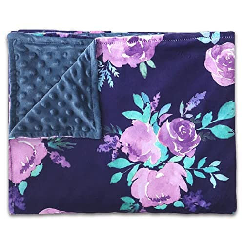 TANOFAR Toddler Blanket Purple Floral Fleece Baby Blankets for Grils Double Layer Crib Blanket 50 x 60 Inch Watercolor Flower