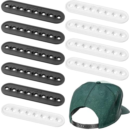 10 Pack Hat Size Extenders – Adjustable Half-Size Fit for Fitted Caps and Baseball Hats (Black&White)