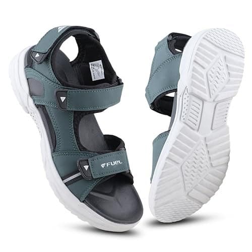 FUEL Combat-03 Breathable, Shock-Absorbing Sports Sandals for Men Adjustable Velcro with Grip Sole (Olive,6UK)