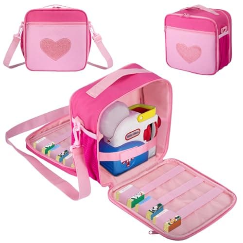 Carrying Case Compatible with Little Tikes Story Dream Machine Starter Set Portable Toys Bag with Shoulder Strap fits for Little Tikes Projector Character Audio Play Pink Bag Only
