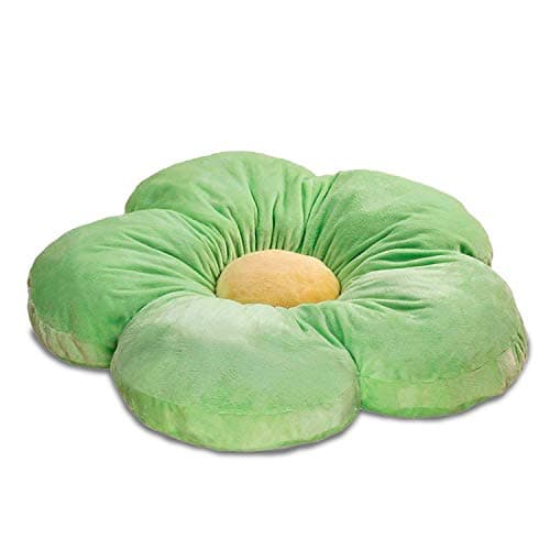 Butterfly Craze Flower-Shaped Floor Pillow - Machine Washable Plush Microfiber Cozy Area Pillow - Reading Floor Cushion for Kids - Toddler Lounger & Kids Tent Seating - Medium 20 in, Green