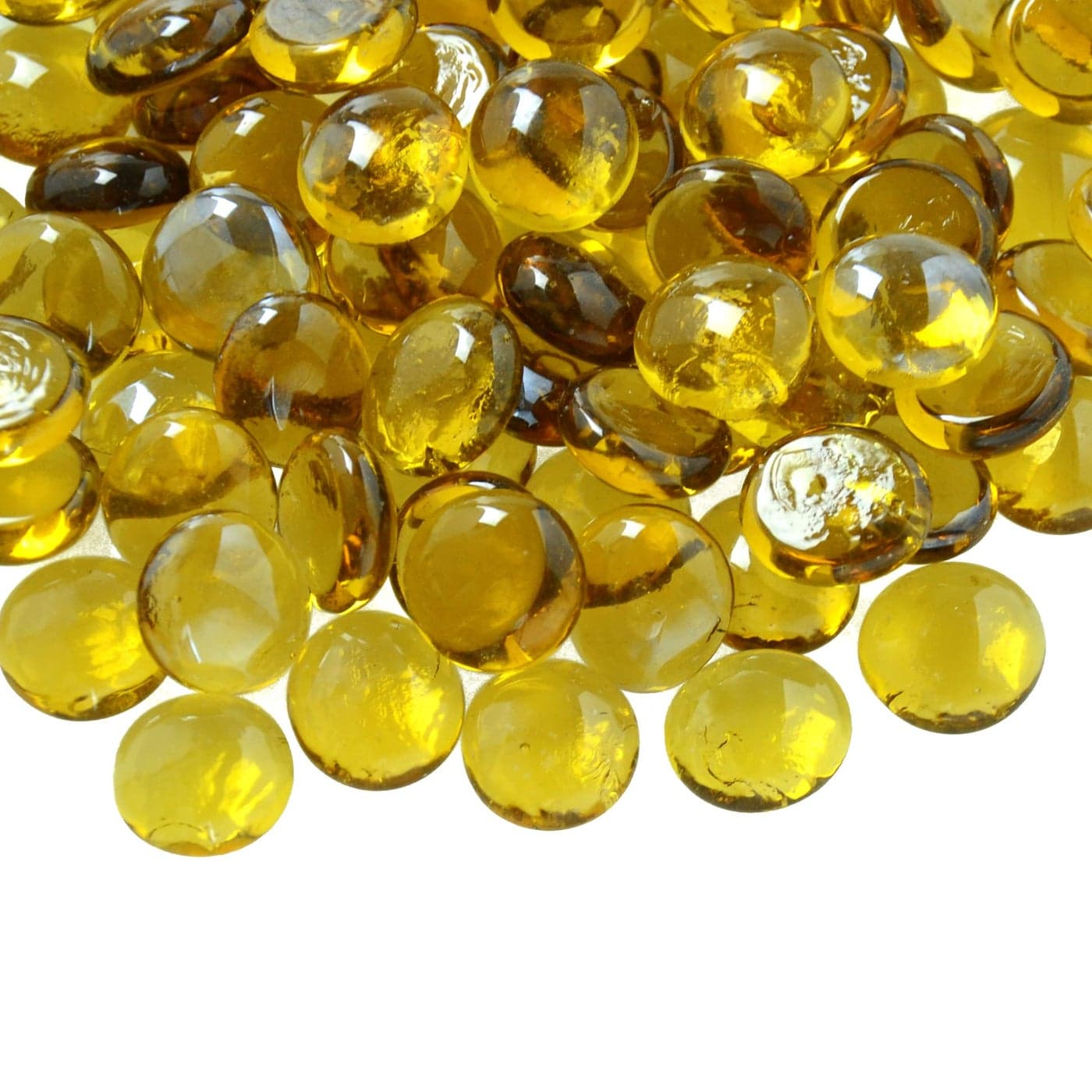 KINGOU Flat Glass GemsMarblesStonesBeads for Vase Filler Table Scatter Games 1 Lbs 1719mm Approx 34 Yellow Standard