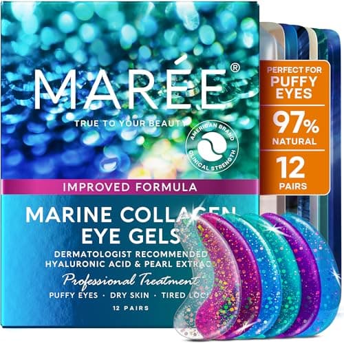 MAREE Eye Gels Pads Under Eye Patches for Puffy Eyes and Dark Circles with Collagen Hyaluronic Acid Anti Wrinkles Under Eye Masks Skincare Treatment for Puffiness Bags Parches Para Ojeras