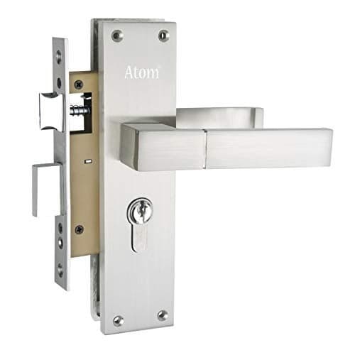 Atom Heavy Duty Mortise Door Lock with Both Sided Key for Bedroom, Living Room, Main Door, Silver Satin Finish | 3 Keys | Lockset for House Hotel Office(WIH51CYBSK)