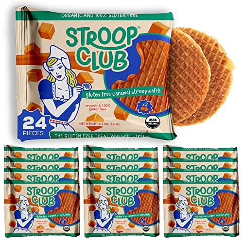 Stroop Club Gluten Free Caramel Stroopwafels - Original Dutch- Delight Caramel Waffle Cookies | Organic & 100% Gluten Free Stroopwafels - 24 Waffle Cookies (12 Pack of 2)
