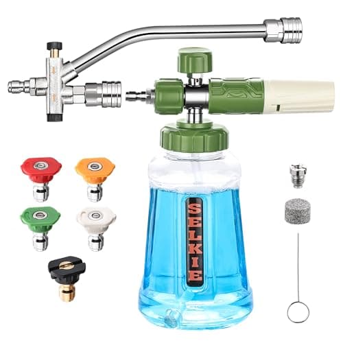 Selkie Foam Cannon with Double Tip Attachment,Adjustable Pressure Washer Foam Blaster with with Dual-Connector Accessory,5 Power Washer Sprayer Nozzles, 1/4" Quick Connect, 3600 PSI