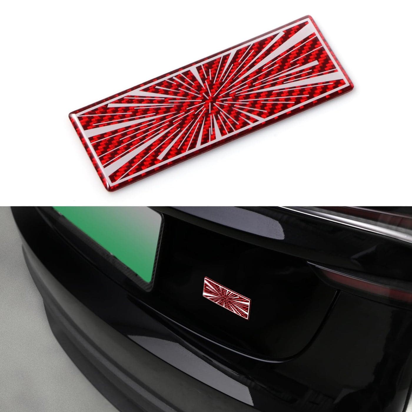 BETTERHUMZ Plaid Performance Decal Sticker Compatible with Tesla Cybertruck Model 3 Y X S Roadster Highland Carbon Fiber Car Rear Trunk Trim Exterior Accessories Red