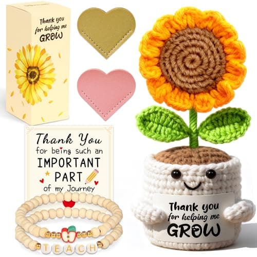 Teacher Appreciation Gifts for Women Thank You Teacher Gifts Handmade Crochet Sunflower with Positive Message for Teacher Appreciation Week End of Year Teacher Gifts Christmas Valentines