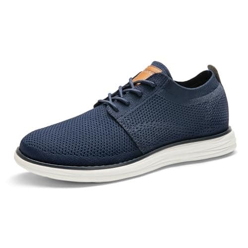 Bruno Marc Men's KnitFlex Breeze Mesh Oxford Sneakers - Breathable Business Casual Shoes Lightweight & Comfortable Walking Shoes for Men, Size 10,Dark/Blue,GRAND-01