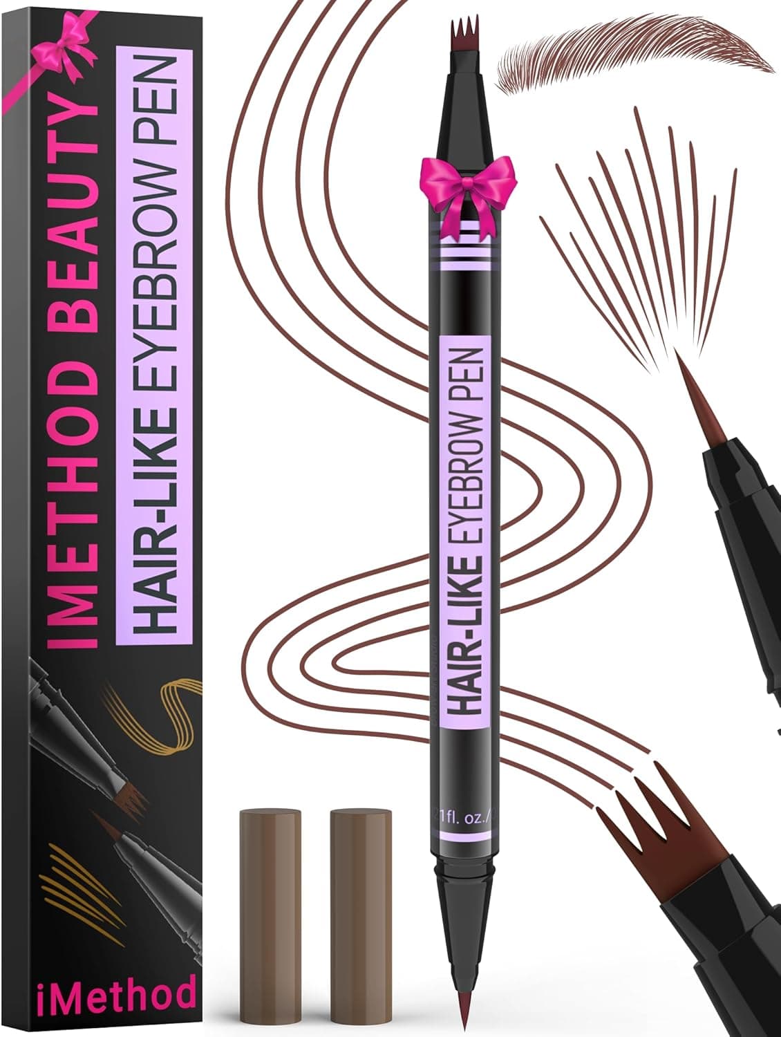 iMethod Eyebrow Pen Eyebrow Pencil Magic 2in1 Eye Brow Pencils for Women with 4ForkTip Precise BrushTip Create Natural HairLike Brows Last All Day Microblading Eyebrow Pen Reddish Brown