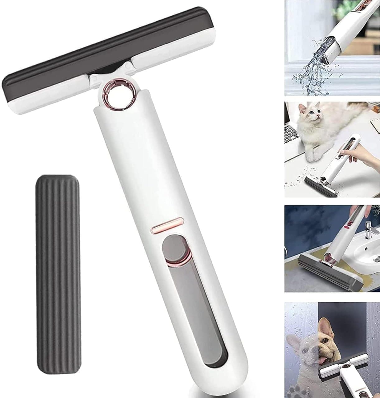 Shree Hari Portable Mini Mop Kitchen Cleaning Tools Car Desk Office SELFSqueeze Short MOP with 1 Cotton Head Set of 1