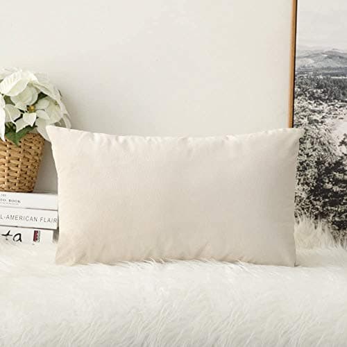 Khooti Velvet Cushion Cover, 18 x 24 Inches / 45 x 60 cm (Cream White)(Pack of 1)-220 TC